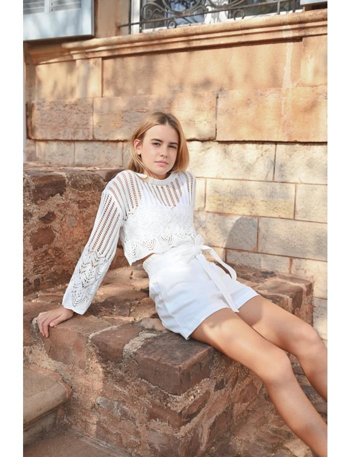 lili sidonio x molly bracken Pull en maille semi transparent ÉCRU