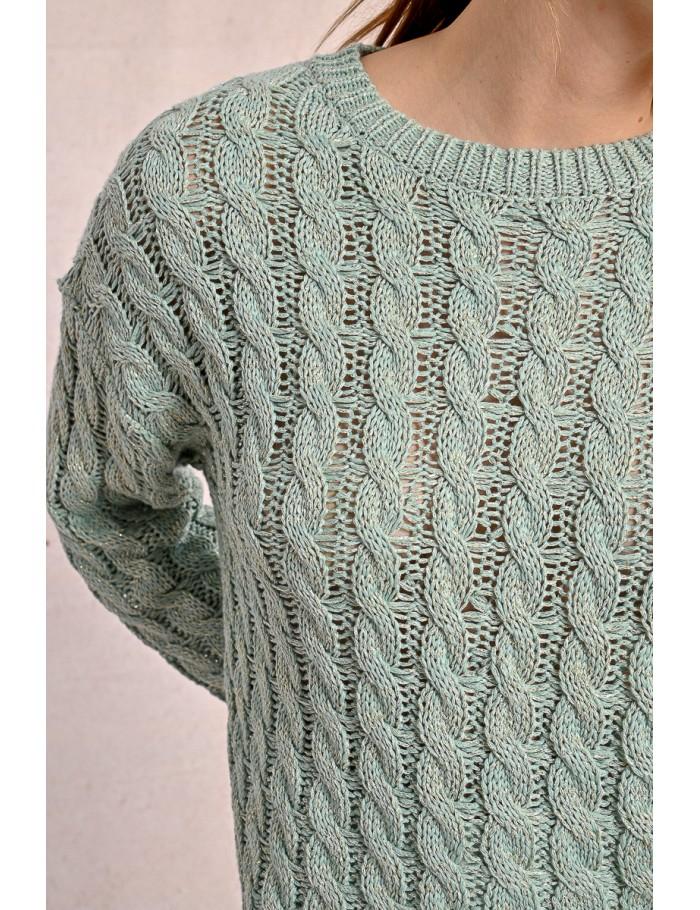 Lili Sidonio X Molly Bracken Pull En Maille Torsadé Manches Longues ÉCRU