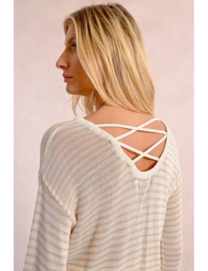 Lili Sidonio X Molly Bracken Pull Rayé OFFWHITE/BEIGE