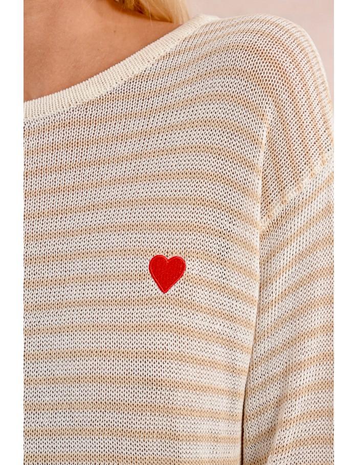 Lili Sidonio X Molly Bracken Pull Rayé OFFWHITE/BEIGE