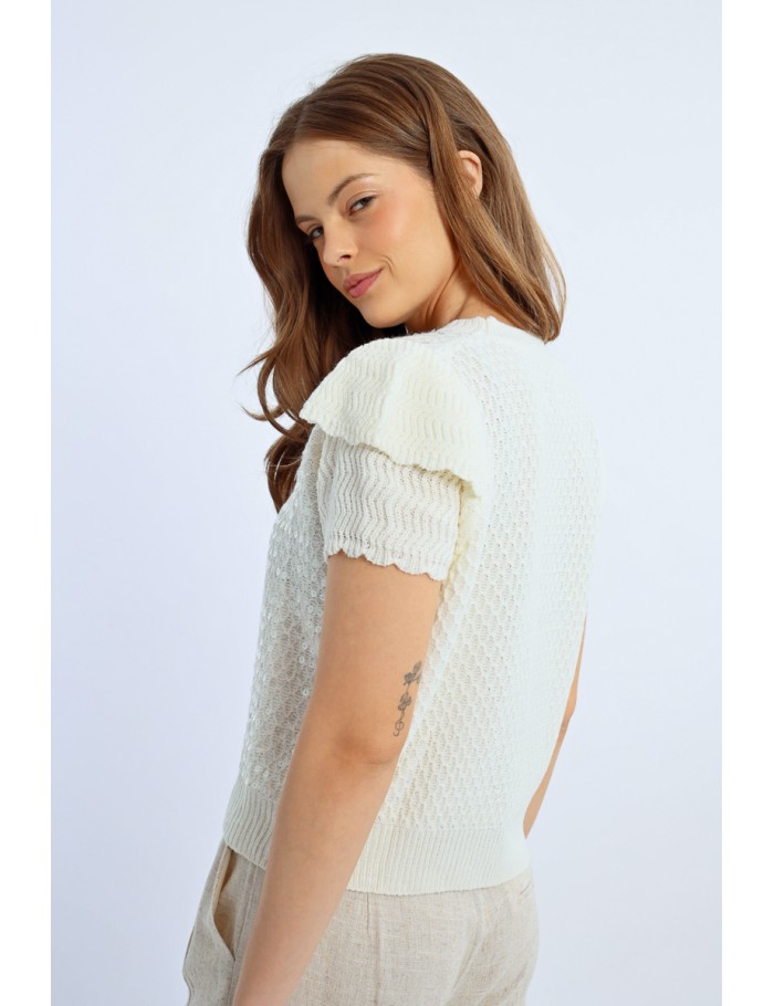 Lili Sidonio X Molly Bracken Pull Sans Manches Parsemé De Sequins ÉCRU