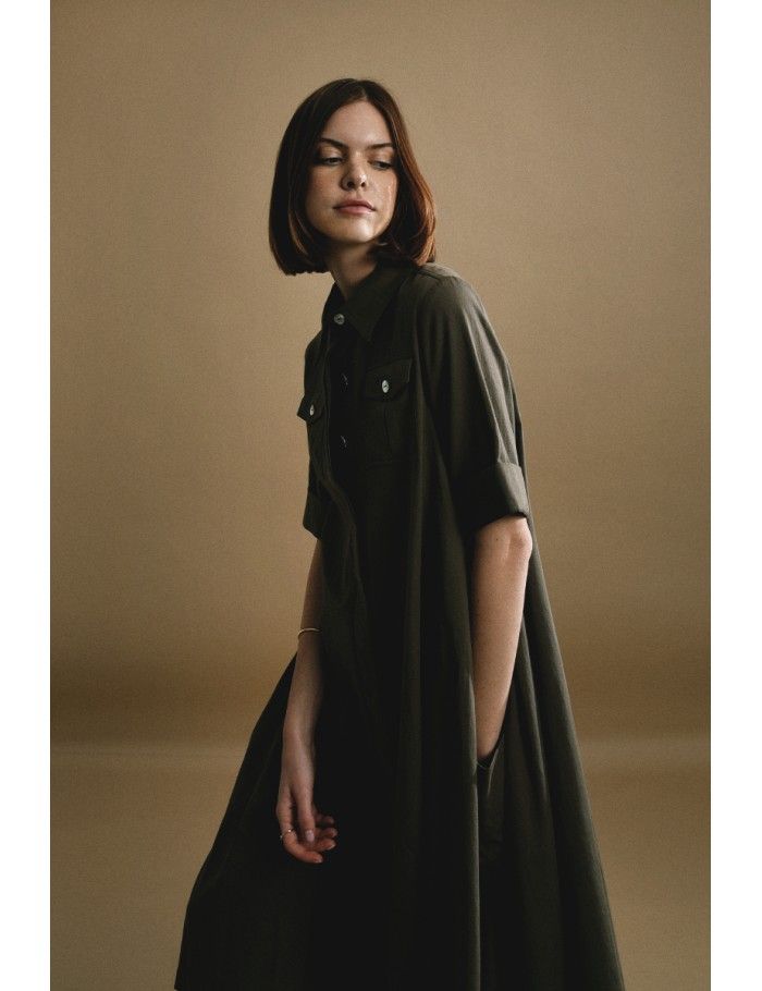 Lili Sidonio X Molly Bracken Robe Ample évasée KAKI