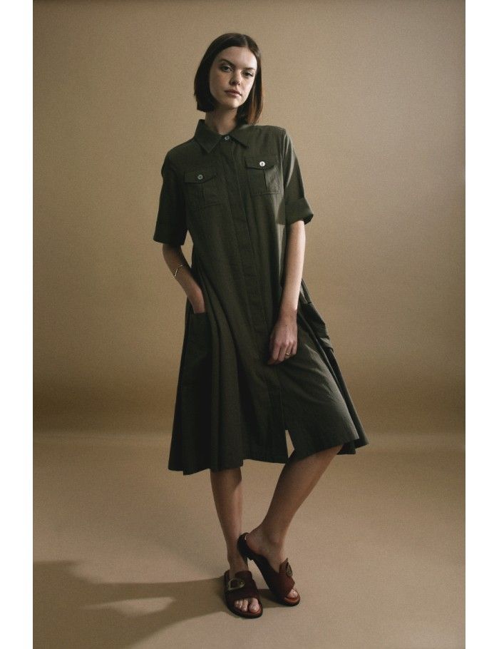 Lili Sidonio X Molly Bracken Robe Ample évasée KAKI