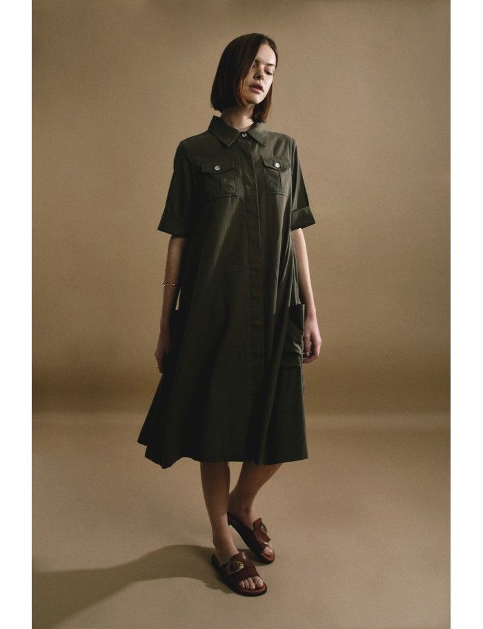 lili sidonio x molly bracken Robe ample évasée KAKI