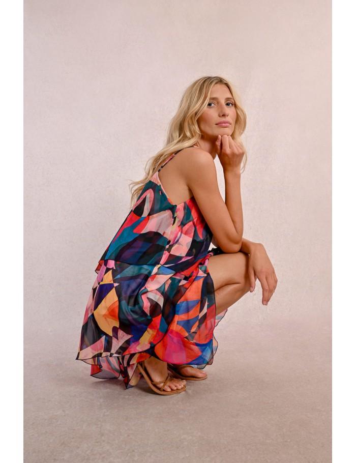 Lili Sidonio X Molly Bracken Robe Asymétrique à Imprimé MULTICO DONNA