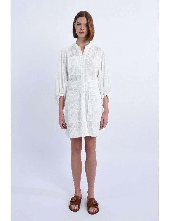 Lili Sidonio X Molly Bracken Robe Blanche à Manches Bouffantes WHITE
