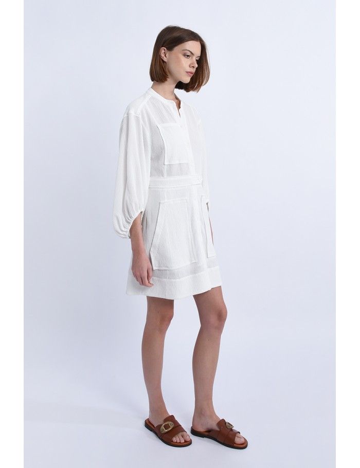 Lili Sidonio X Molly Bracken Robe Blanche à Manches Bouffantes WHITE