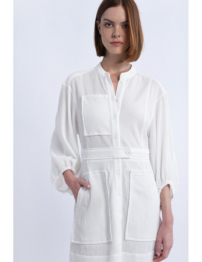 Lili Sidonio X Molly Bracken Robe Blanche à Manches Bouffantes WHITE