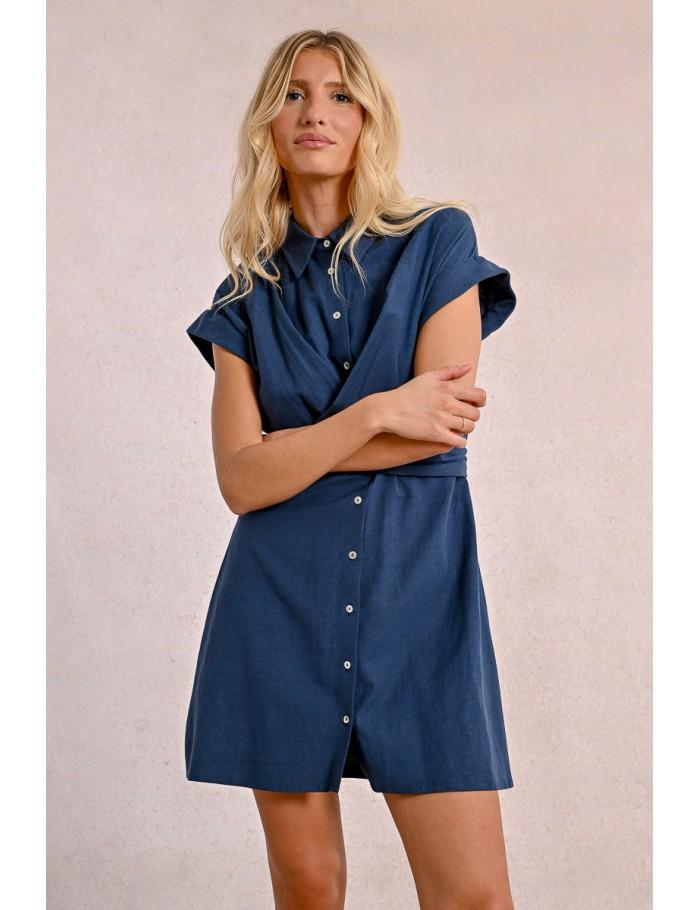 Lili Sidonio X Molly Bracken Robe Chemise à Dos Nouable NAVY BLUE