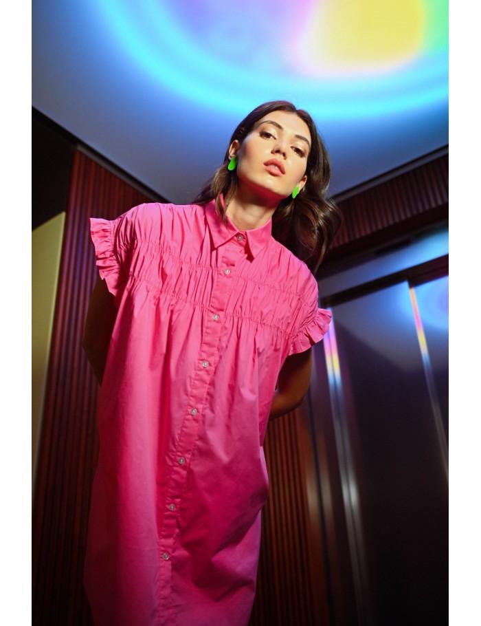 Lili Sidonio X Molly Bracken Robe Chemise à Fronces BLACK