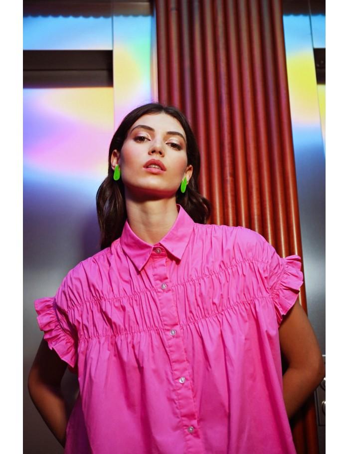 Lili Sidonio X Molly Bracken Robe Chemise à Fronces BLACK