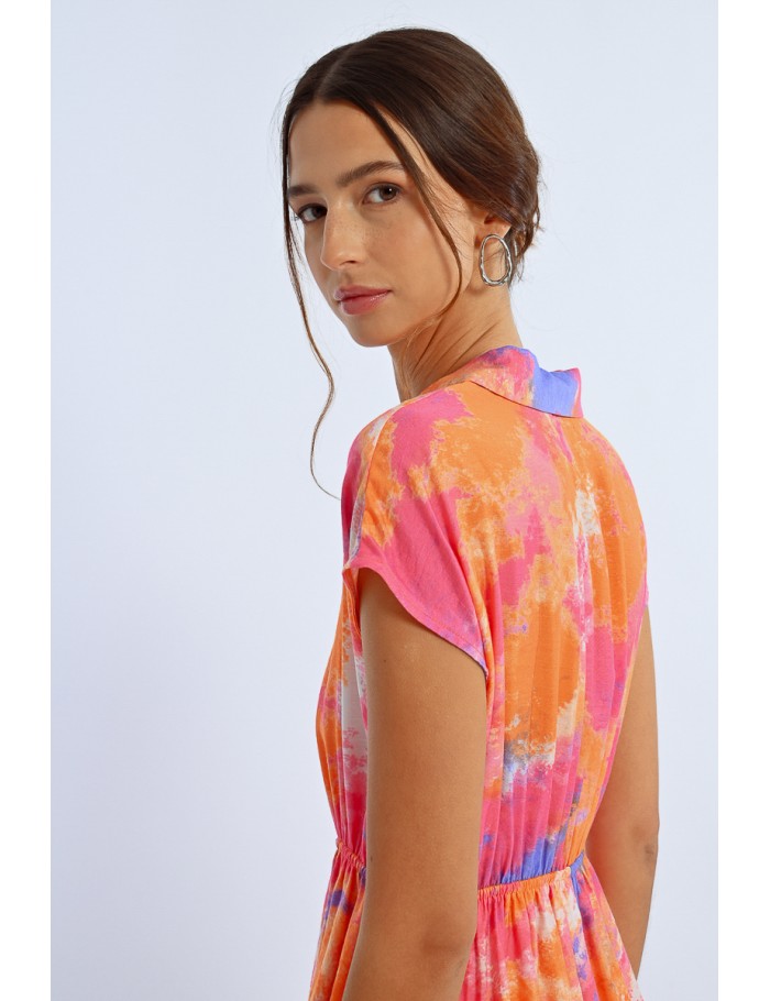 Lili Sidonio X Molly Bracken Robe Chemise Colorée ORANGE IXTAPA