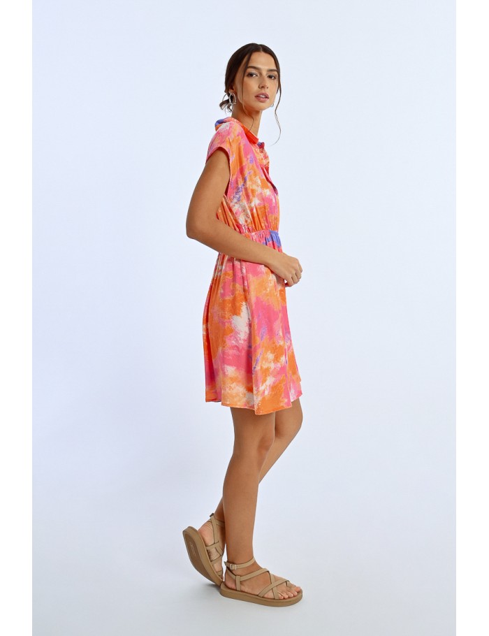 Lili Sidonio X Molly Bracken Robe Chemise Colorée ORANGE IXTAPA