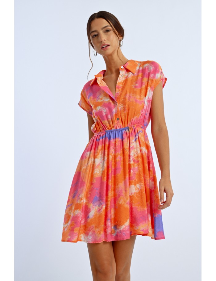 lili sidonio x molly bracken Robe chemise colorée ORANGE IXTAPA