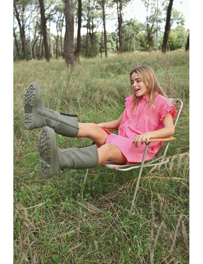 Lili Sidonio X Molly Bracken Robe Chemise Courte à Détails Smockés PINK