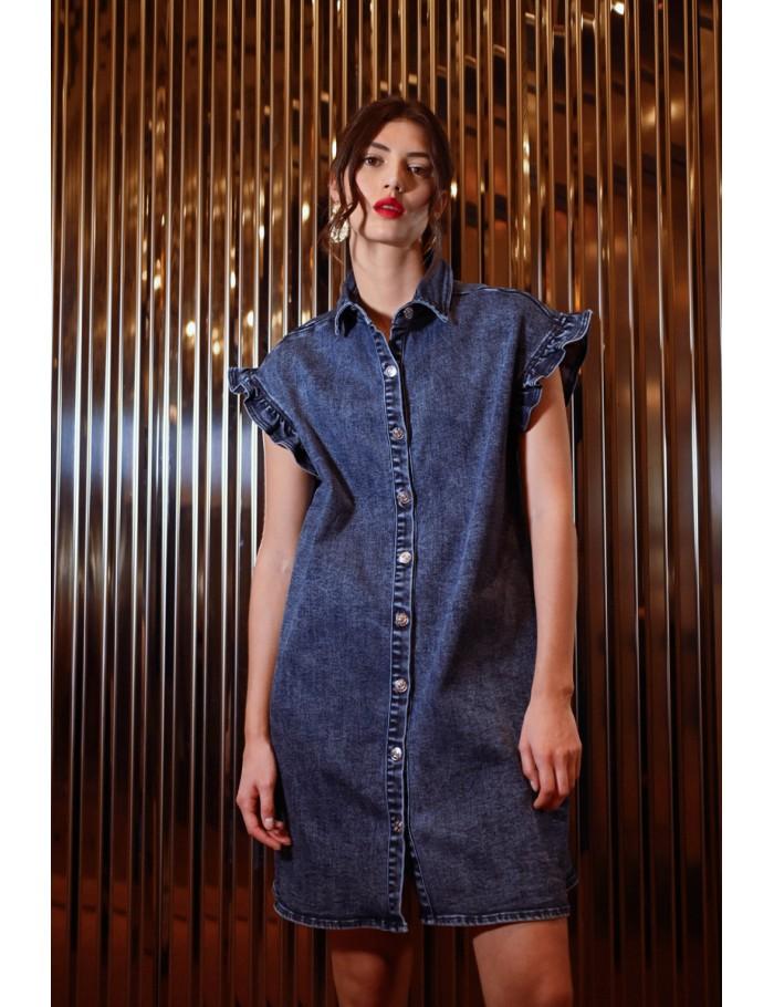Lili Sidonio X Molly Bracken Robe Chemise En Jean DENIM BLUE