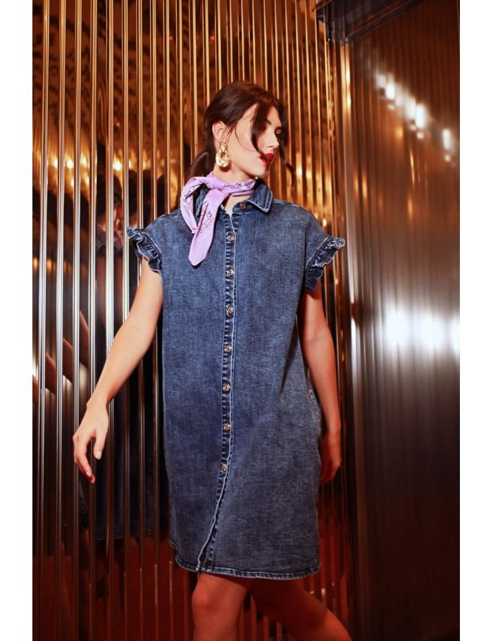 Lili Sidonio X Molly Bracken Robe Chemise En Jean DENIM BLUE