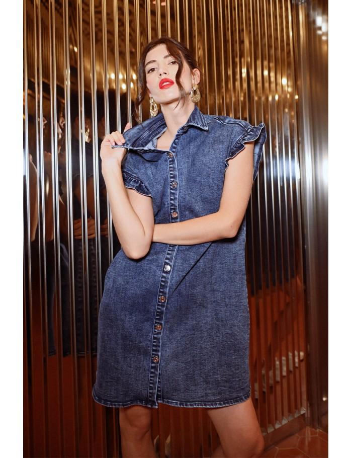 lili sidonio x molly bracken Robe chemise en jean DENIM BLUE