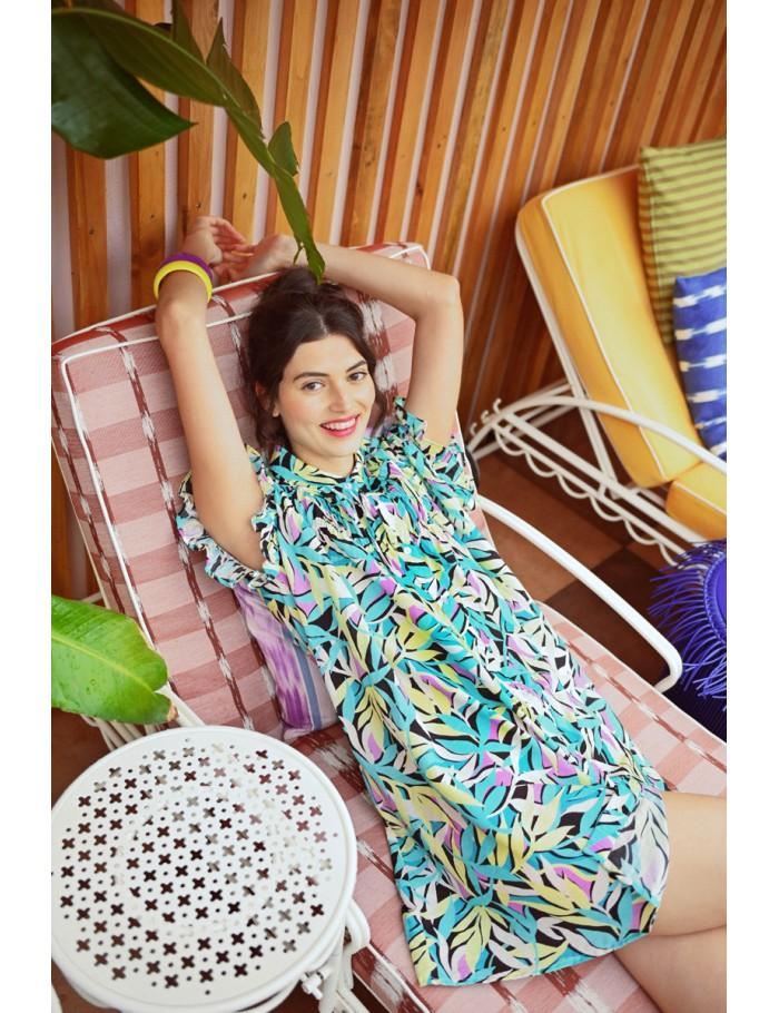 lili sidonio x molly bracken Robe chemise imprimée à fronces BLACK COBA