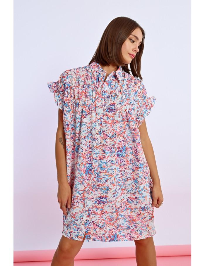 Lili Sidonio X Molly Bracken Robe Chemise Imprimée Et Froncée OFFWHITE CARMEN
