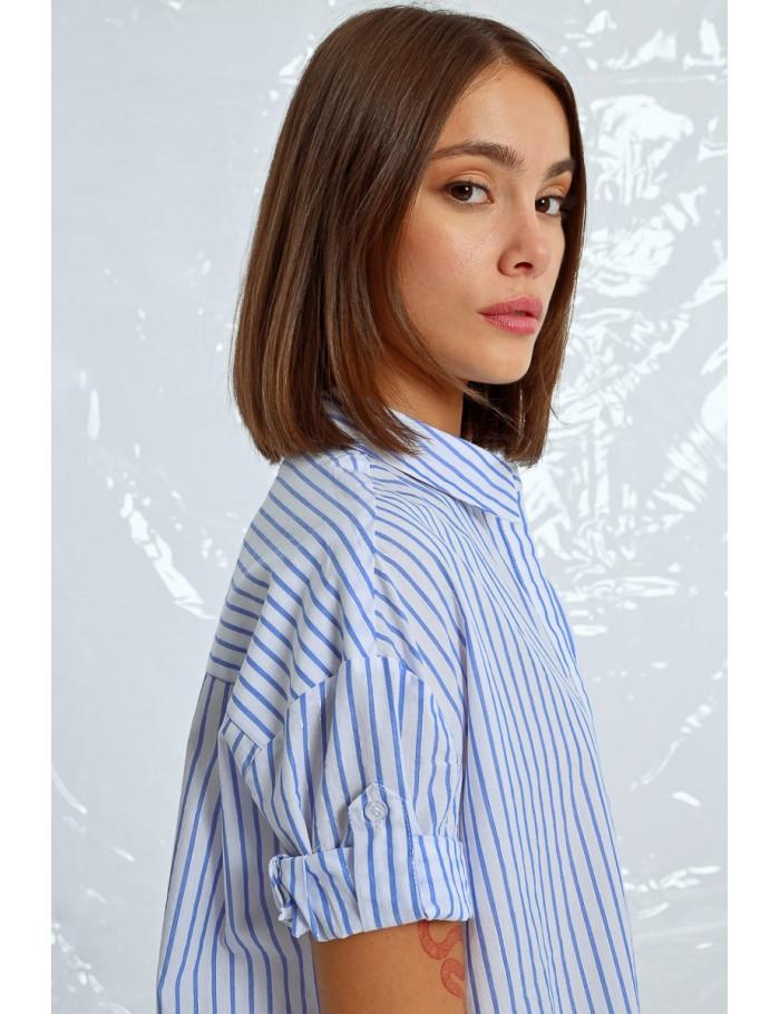 Lili Sidonio X Molly Bracken Robe Chemise Irisée à Rayures LIGHT BLUE