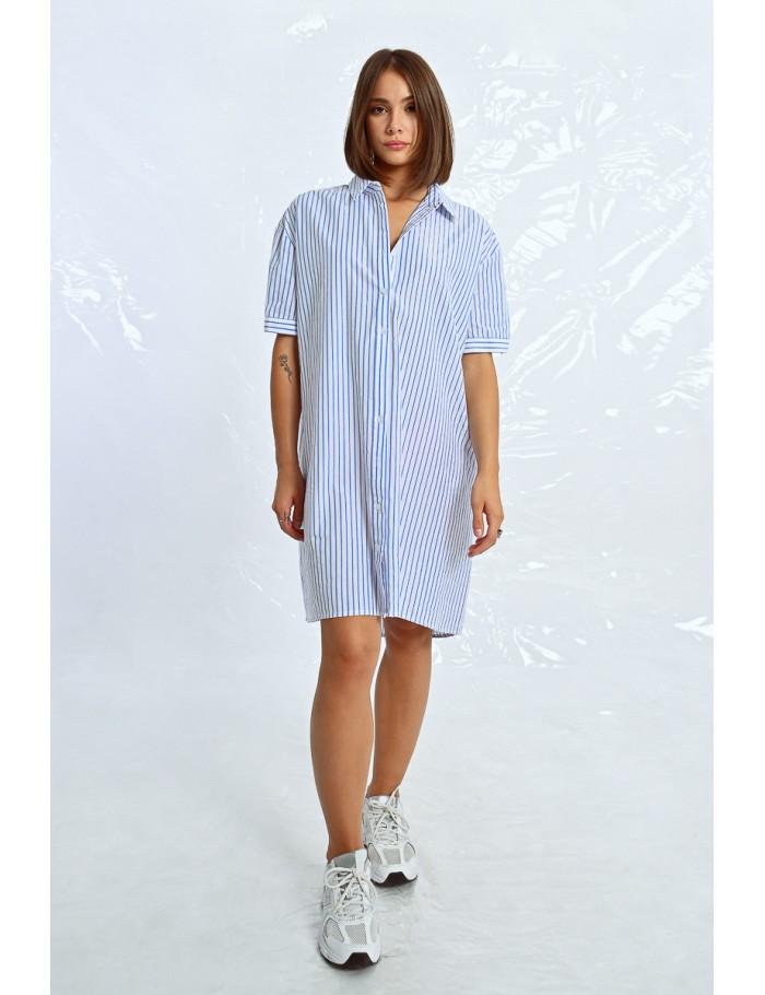 Lili Sidonio X Molly Bracken Robe Chemise Irisée à Rayures LIGHT BLUE