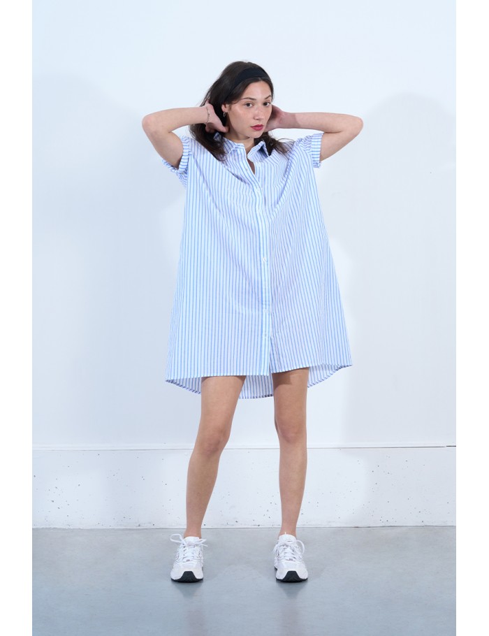Lili Sidonio X Molly Bracken Robe Chemise Irisée à Rayures LIGHT BLUE