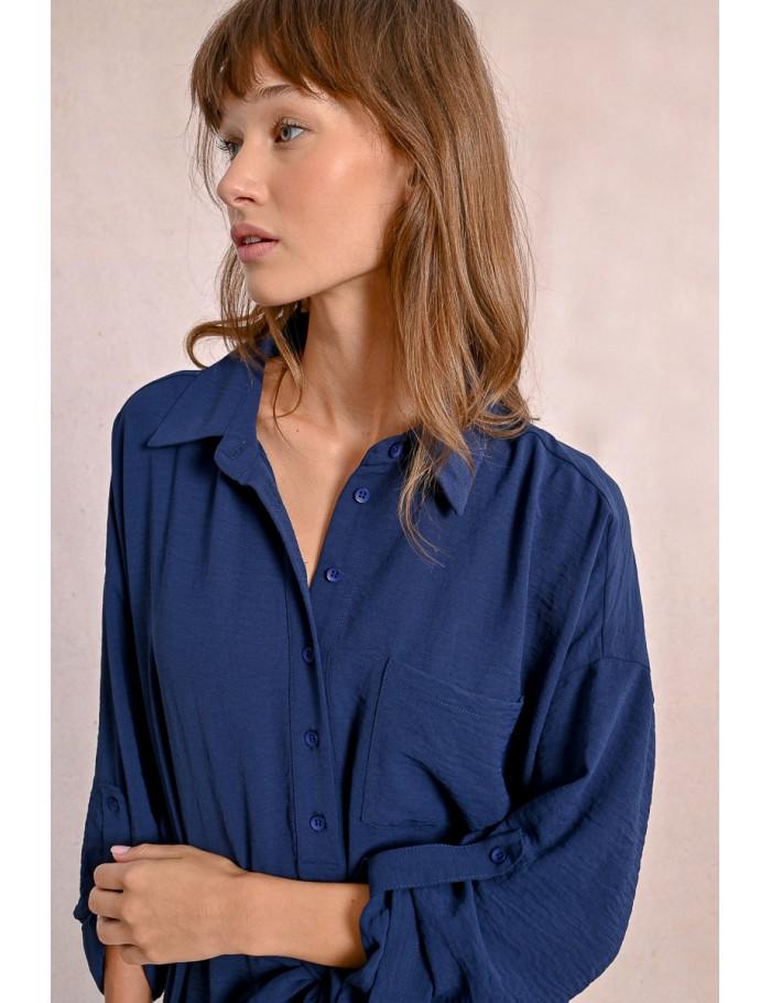 Lili Sidonio X Molly Bracken Robe Chemisier Courte Nouable NAVY BLUE