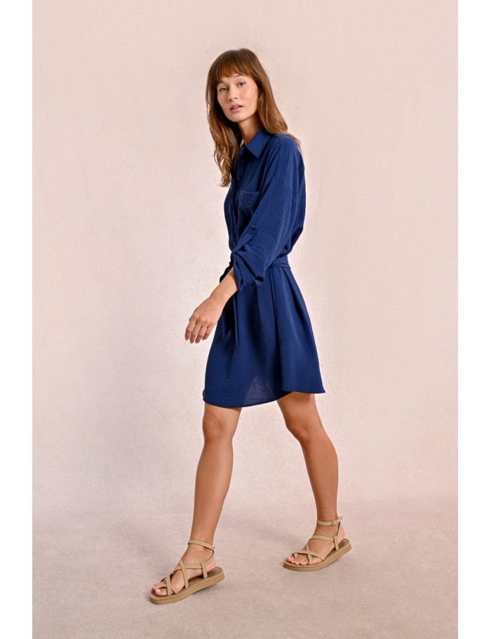 Lili Sidonio X Molly Bracken Robe Chemisier Courte Nouable NAVY BLUE