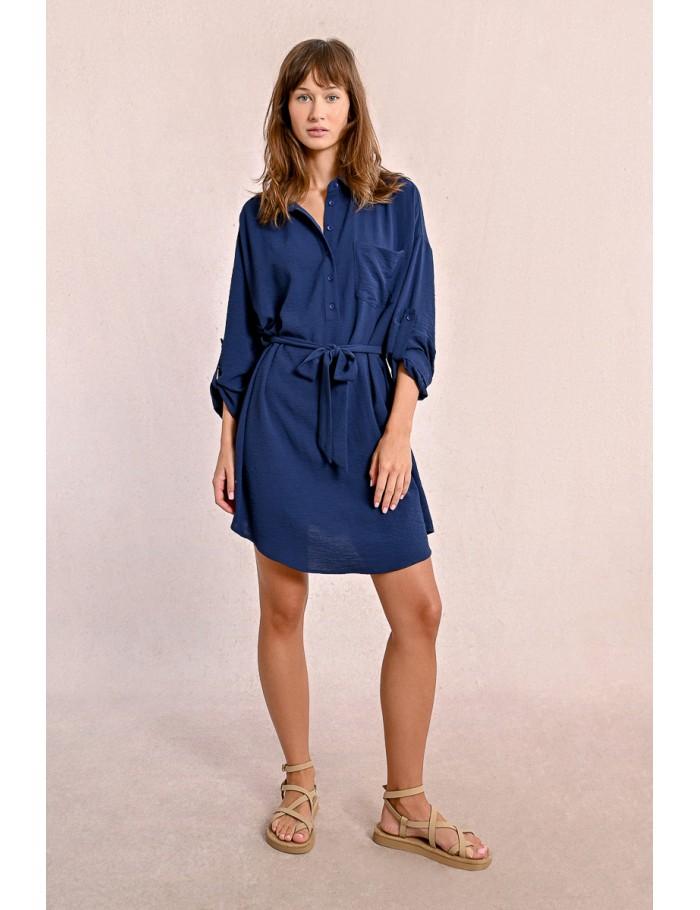 lili sidonio x molly bracken Robe chemisier courte nouable NAVY BLUE