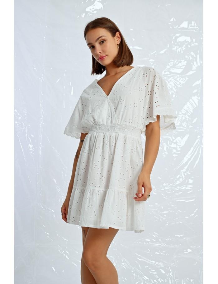 lili sidonio x molly bracken Robe courte à broderies anglaises WHITE