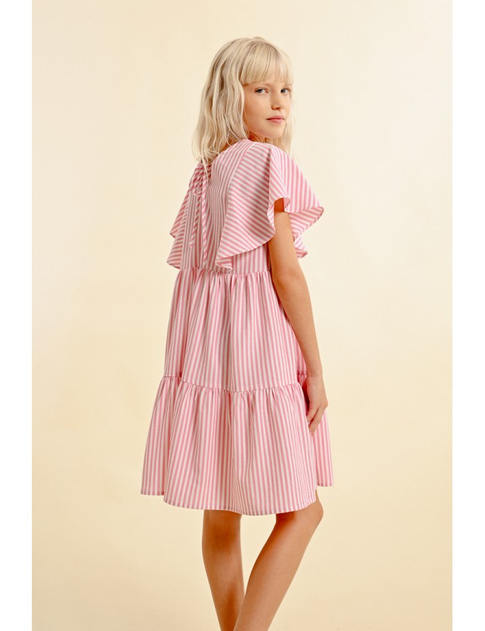 Lili Sidonio X Molly Bracken Robe Courte à Fines Rayures Babydoll PINK