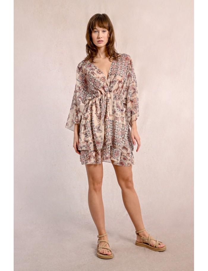 Lili Sidonio X Molly Bracken Robe Courte à Imprimé CREAM CAPUCINE