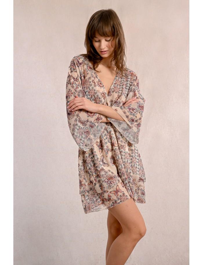 Lili Sidonio X Molly Bracken Robe Courte à Imprimé CREAM CAPUCINE