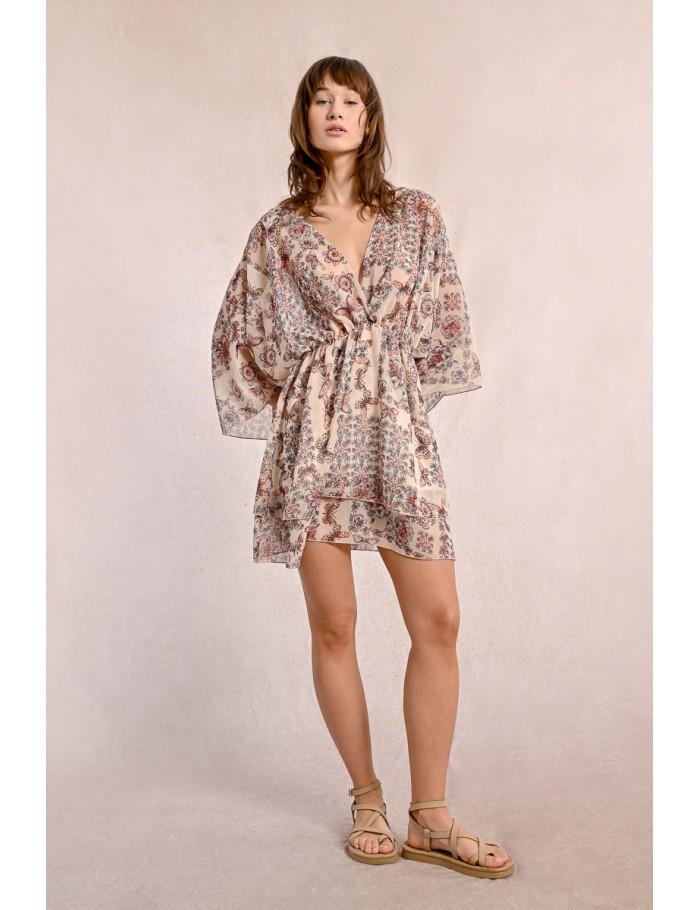 lili sidonio x molly bracken Robe courte à imprimé CREAM CAPUCINE