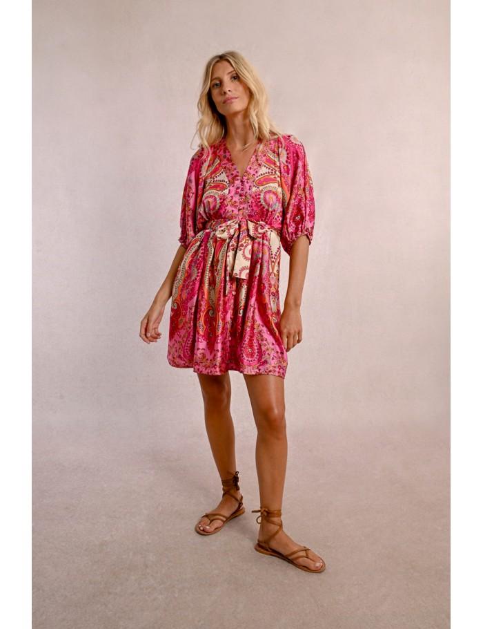 Lili Sidonio X Molly Bracken Robe Courte à Imprimé PINK DAPHNE