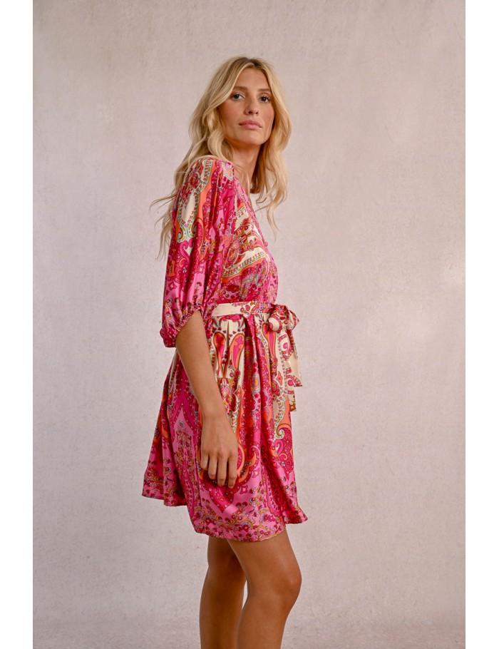Lili Sidonio X Molly Bracken Robe Courte à Imprimé PINK DAPHNE