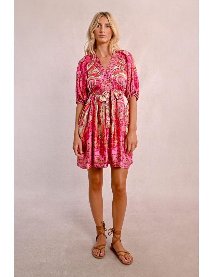 Lili Sidonio X Molly Bracken Robe Courte à Imprimé PINK DAPHNE