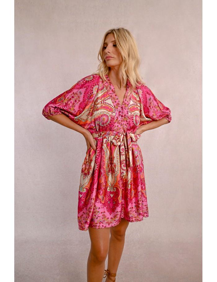 Lili Sidonio X Molly Bracken Robe Courte à Imprimé PINK DAPHNE
