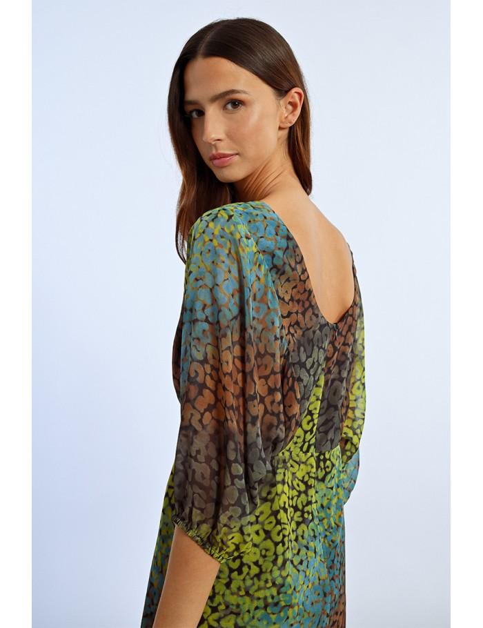 Lili Sidonio X Molly Bracken Robe Courte à Manches 3/4 BLACK COZUMEL