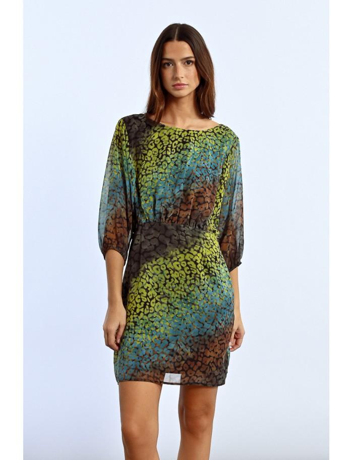 Lili Sidonio X Molly Bracken Robe Courte à Manches 3/4 BLACK COZUMEL