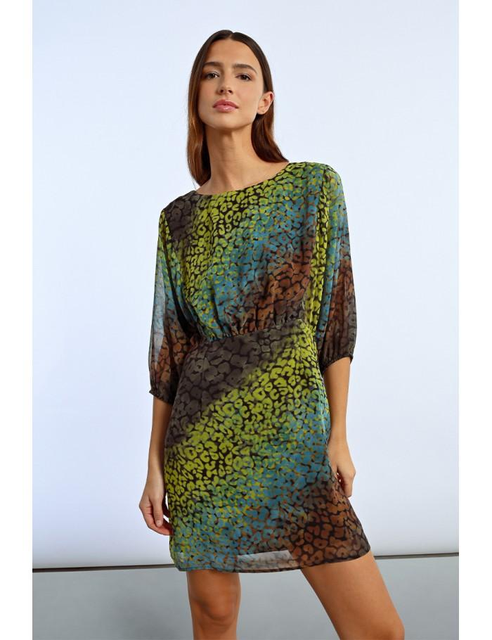 Lili Sidonio X Molly Bracken Robe Courte à Manches 3/4 BLACK COZUMEL