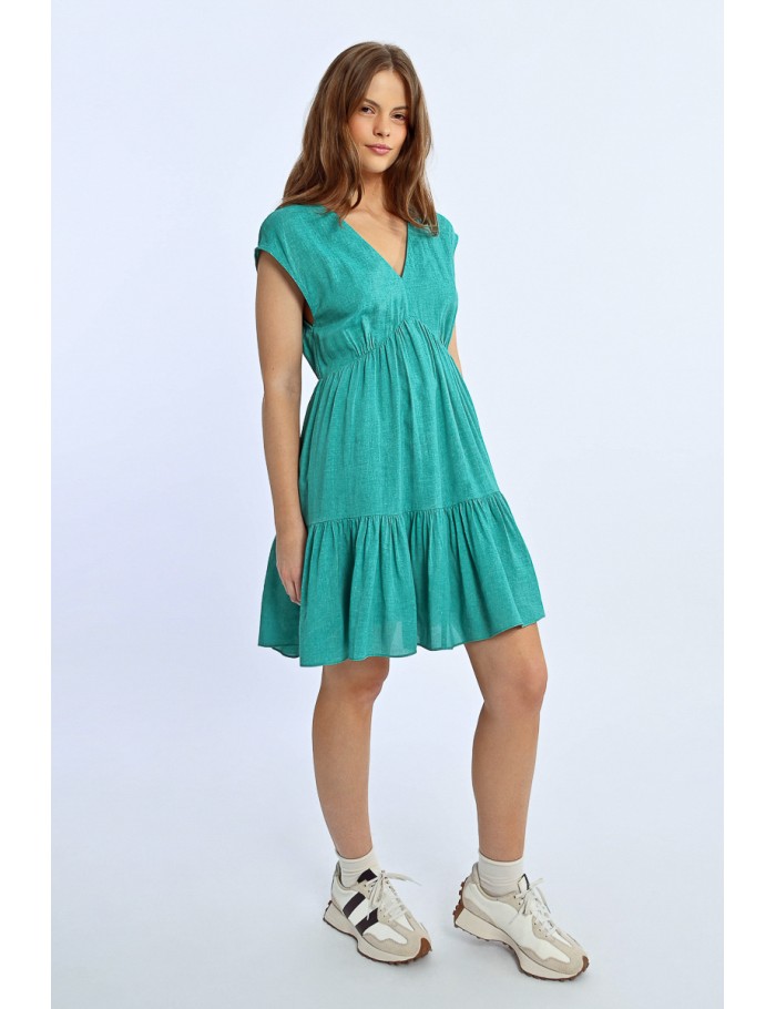 Lili Sidonio X Molly Bracken Robe Courte à Volants EMERALD GREEN