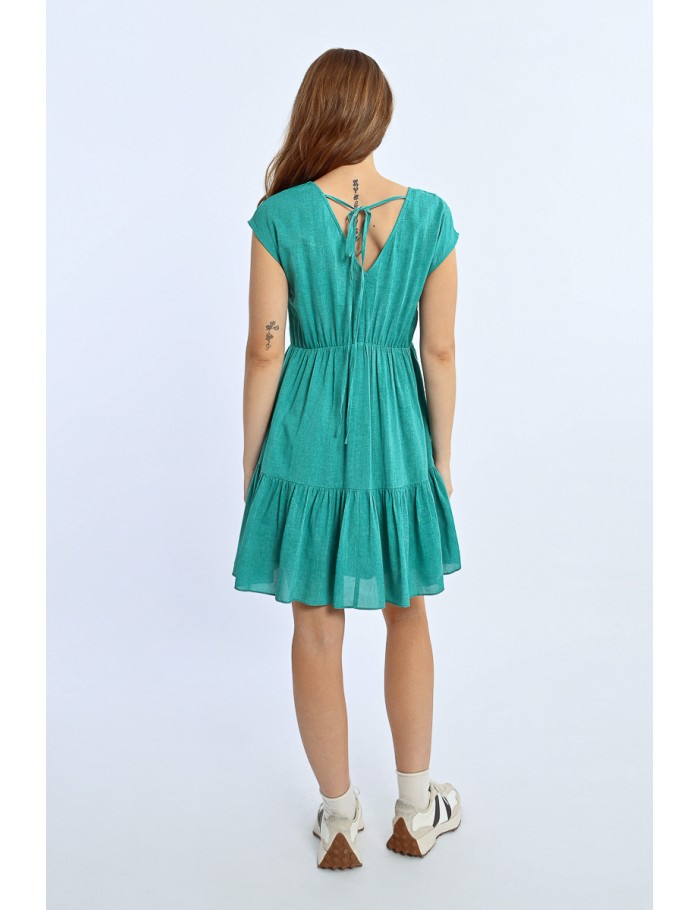 Lili Sidonio X Molly Bracken Robe Courte à Volants EMERALD GREEN