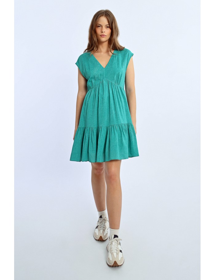 lili sidonio x molly bracken Robe courte à volants EMERALD GREEN
