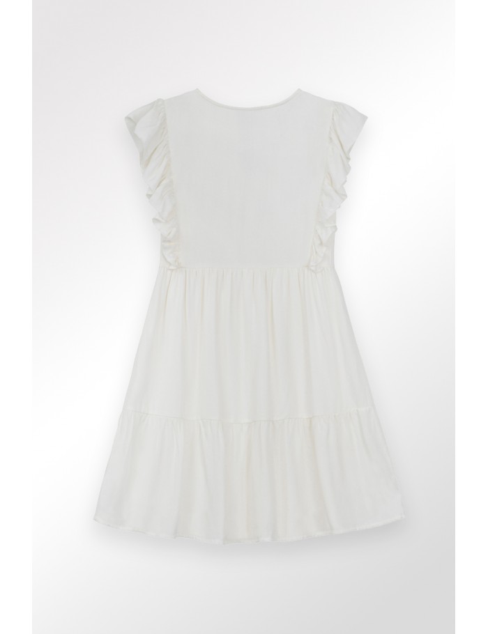 Lili Sidonio X Molly Bracken Robe Courte Avec Détails Broderie ÉCRU