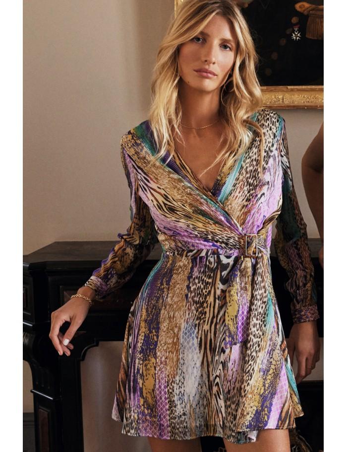 Lili Sidonio X Molly Bracken Robe Courte Ceinturée à Imprimé MULTICO PAOLA
