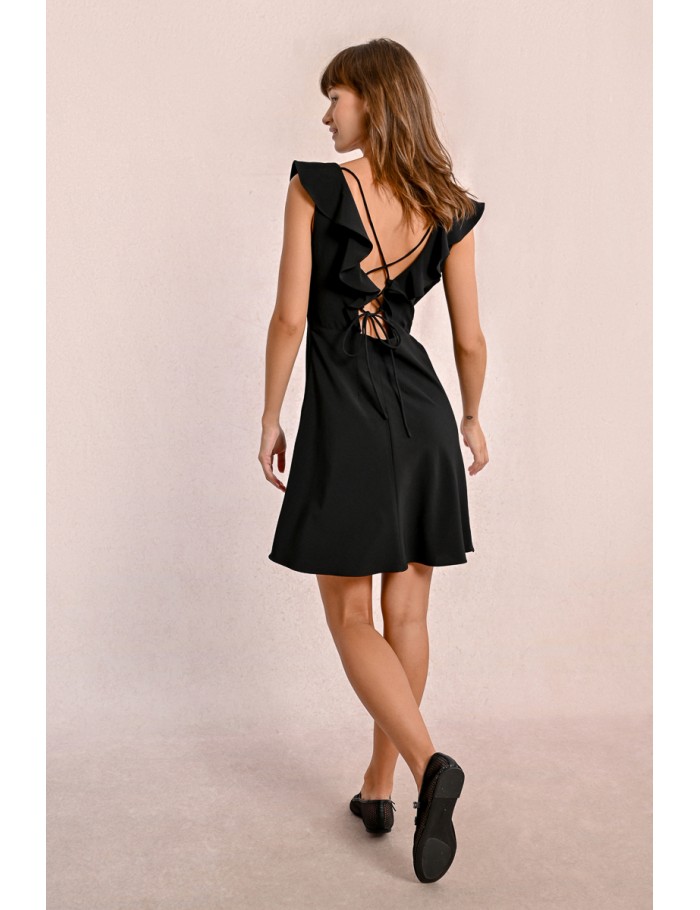 Lili Sidonio X Molly Bracken Robe Courte Dos Lacets BLACK