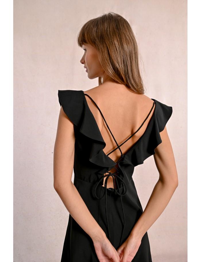 Lili Sidonio X Molly Bracken Robe Courte Dos Lacets BLACK