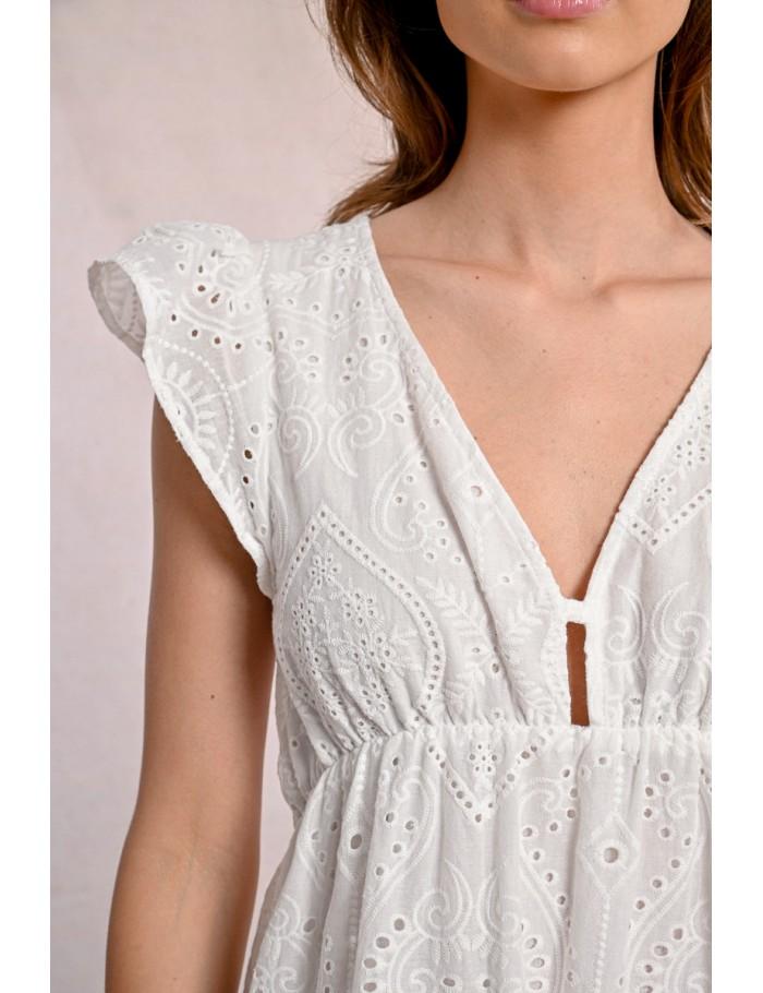 Lili Sidonio X Molly Bracken Robe Courte En Broderies Anglaises COBALT BLUE